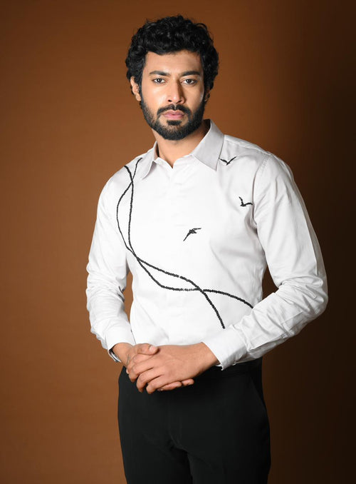 BIRDS AND LINES SHIRT