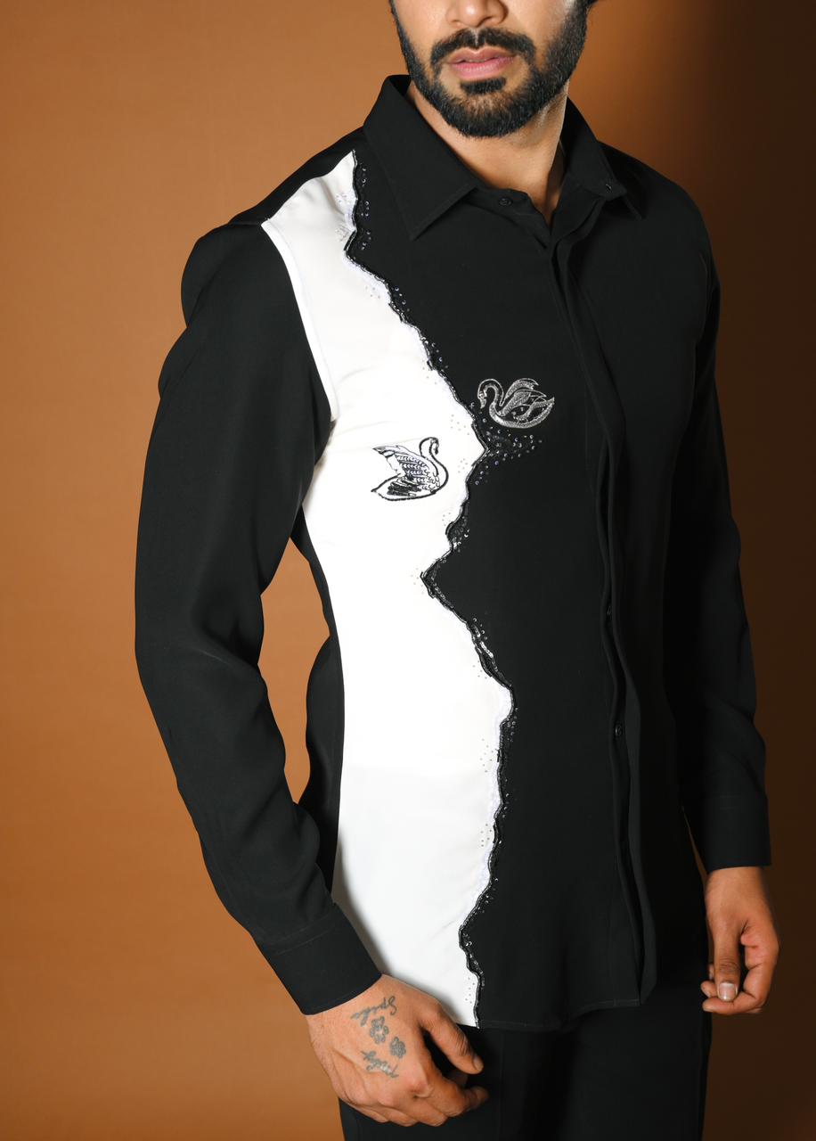 SWAN WHITE & BLACK SHIRT